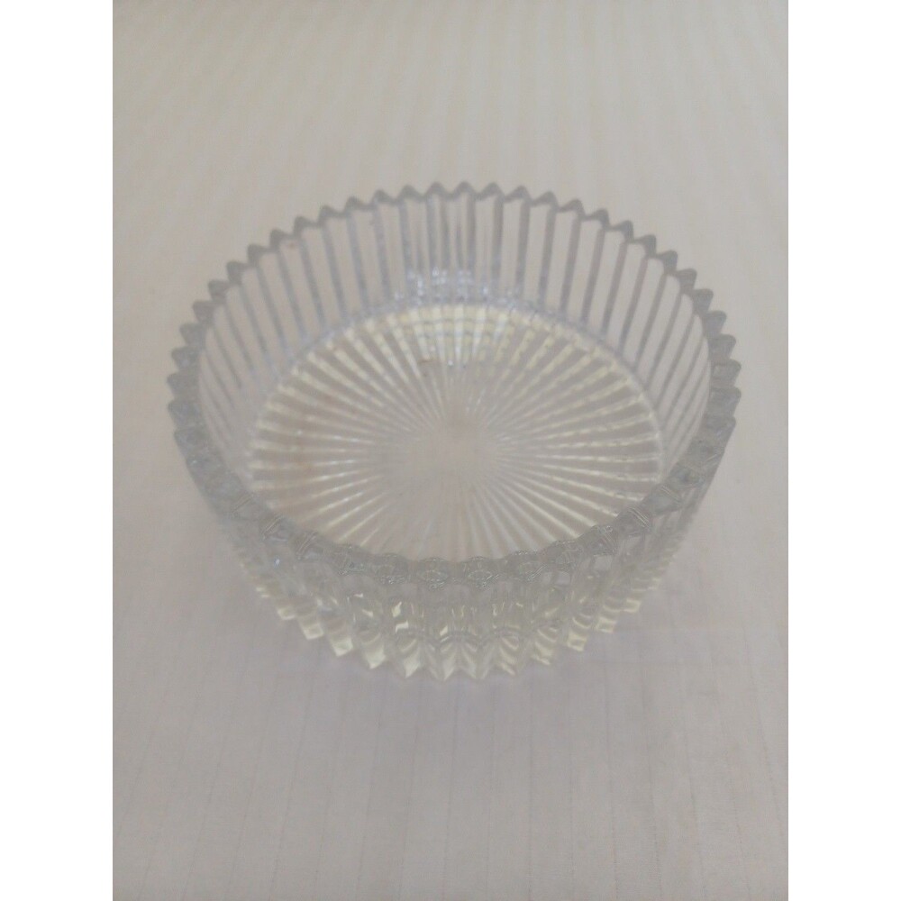Mikasa vintage crystal Diamond Fire pattern small bowl 6" MCM Grandma decor